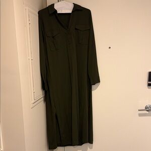 LOFT Dark Green Long Sleeve Dress